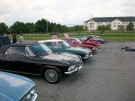 Corvairs lined up for Concours