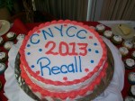 
The cake for dessert at the banquet.