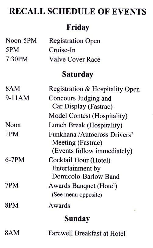 Schedule of events