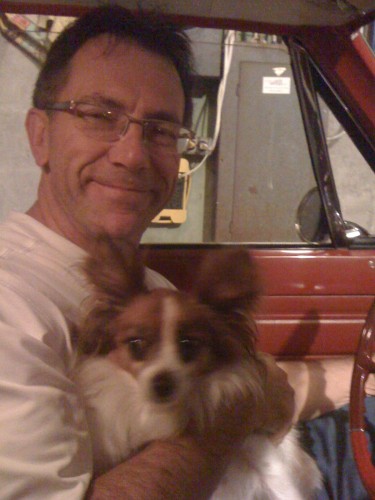 Dad and Peppy getting ready for a ride!