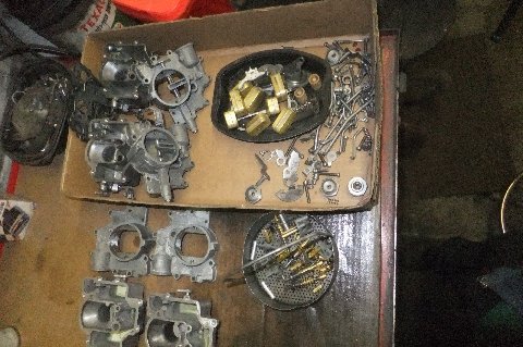 carbs and carb pieces... ready for rebuilding